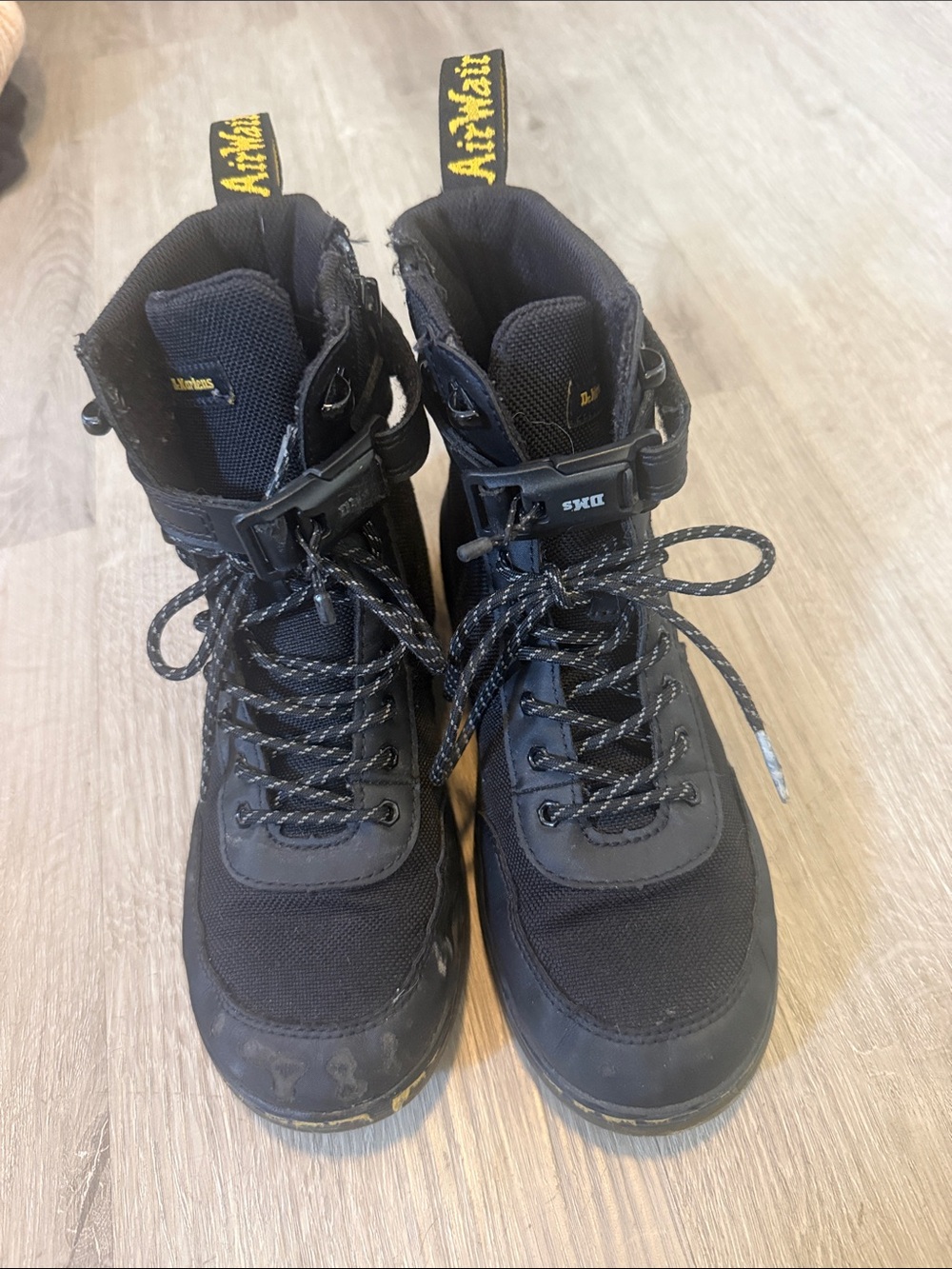 Doc Martens Dr Combs J LA 004 Youth Kids Combat Boots Sz 3 Canvas Zip Black